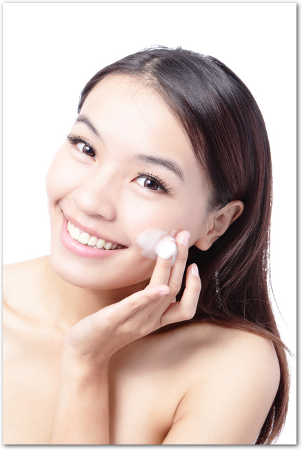 asian woman washing face for skin care