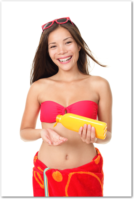 Sunscreen summer vacation woman isolated